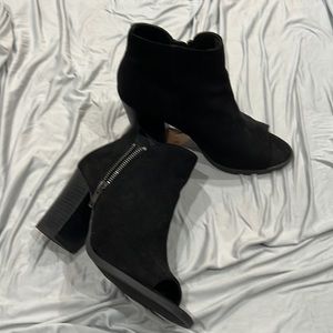 Cute suede peep toe bootie from Carlos Santana